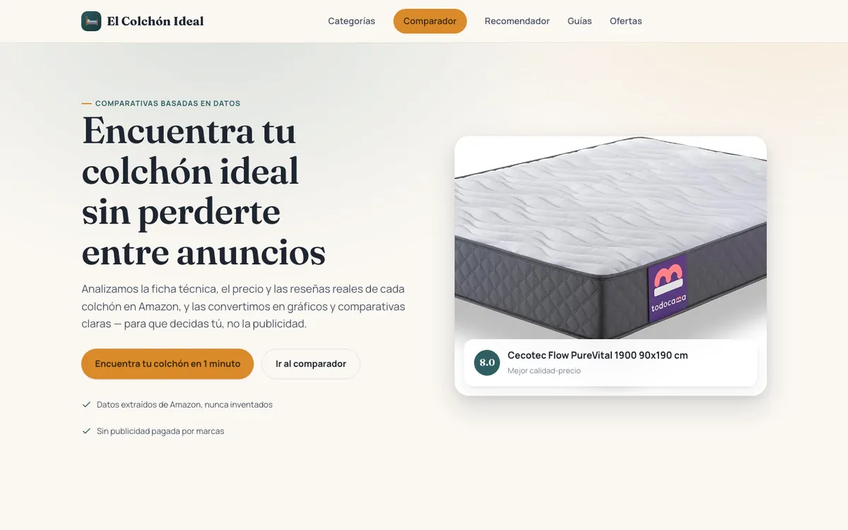 El Colchón Ideal — comparador de colchones